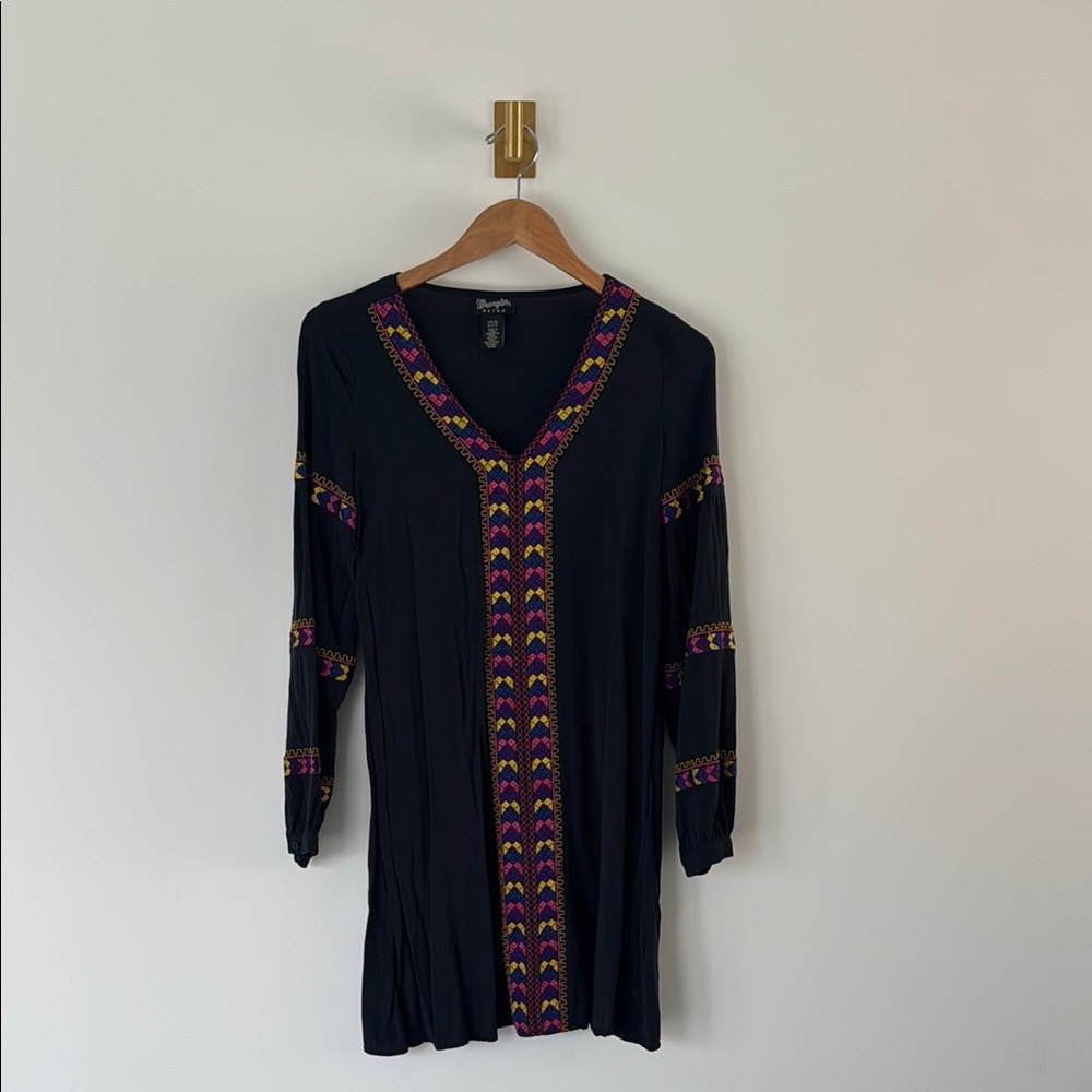 Wrangler Retro- Vibrant Embroidered Black Top